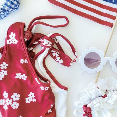 Well Dressed Wolf Wildling American Beauty Floral Ruffle Tankini size 24 Months - Picture 2 of 7