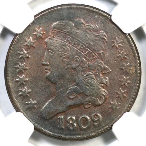 1809 C-4 R-2 NGC AU 50 Classic Head Half Cent Coin 1/2c