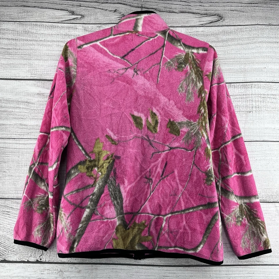 Realtree Womens Sz S Camouflage Pink Full Zip Fleece Hunting Jacket - Image 2 of 4