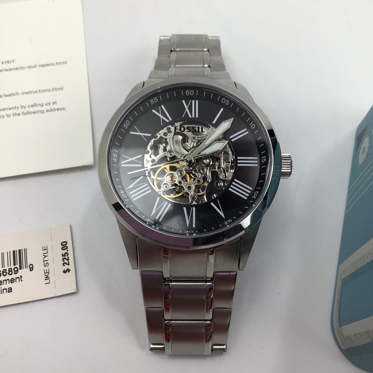 FOSSIL 自動巻き腕時計 スケルトン　クロノグラフ　BLK/BQ1700 Fossil Mens 44mm Black Automatic BQ1700 Mens Skeleton Watch
