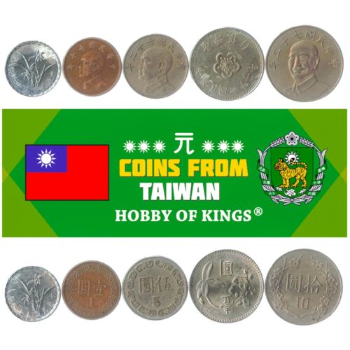 5 TAIWANESE COINS DIFFERENT ASIAN COLLECTIBLE MONEY FROM TAIWAN FOREIGN  CURRENCY