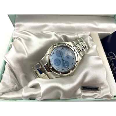 Fondini クォーツ腕時計 シルバー/ブルーとサングラスのセットです Fondini Watch Silver Blue Face Quartz Womens Original Box