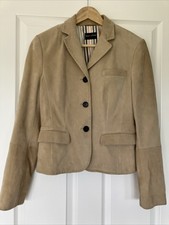 Marc O’polo Beige Suede Jacket 10 Lined Long Sleeves Collar Pockets Vintage