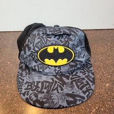 Batman Youth Hat Boys' One Size Gray Black Embroidery Logo Adjustable Snapback