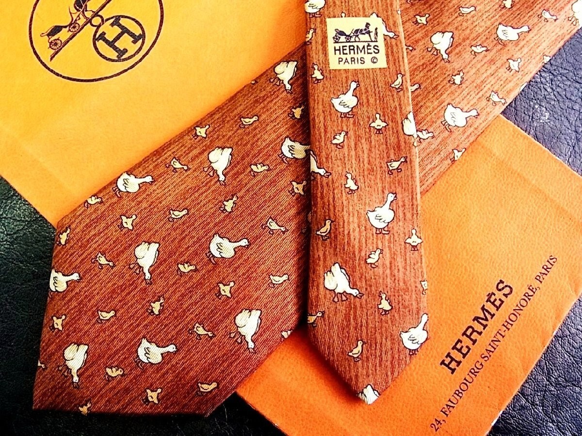 HERMES ネクタイ HERMES エルメス ネクタイ TIE メンズ フランス製 シルク H柄