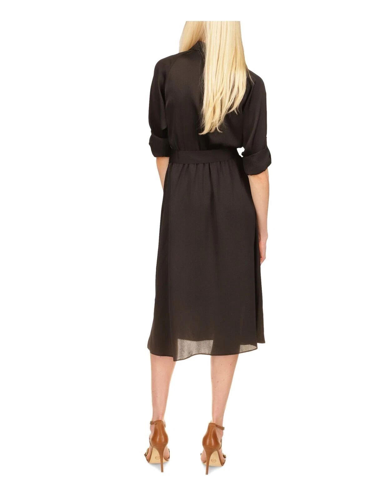 Camicia MICHAEL KORS donna nera effetto invecchiato manica superiore con bottoni abito S