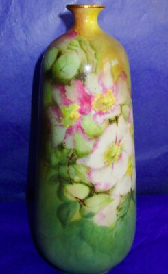 Vase Royal Austria O&E.G. Hand Painted Green Apple Blossom Porcelain Antique