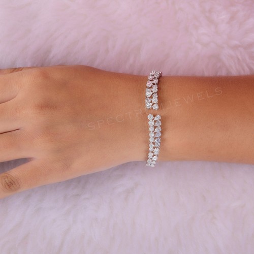 1.55 Ct Baguette Lab Grown CVD Diamond Cuff Bangle 18k White Gold Bracelet Gift - Picture 2 of 11