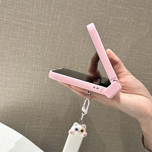 For Samsung Galaxy Z Flip 6 5 4 Flip3 Cartoon Cute Pink Cat Phone Case w/Chain - Picture 10 of 15