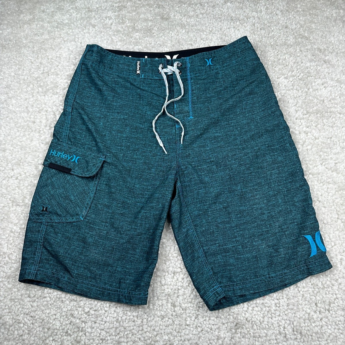 Hurley Board Shorts Mens 29 Blue/Green Swimming Trunks No Liner