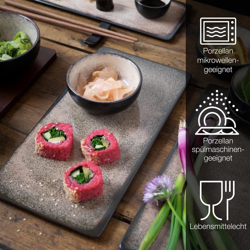 Sushi Set Geschirr Service Sushigeschirr Teller Schüssel Dip Schale Japan Beige - Bild 3 von 8