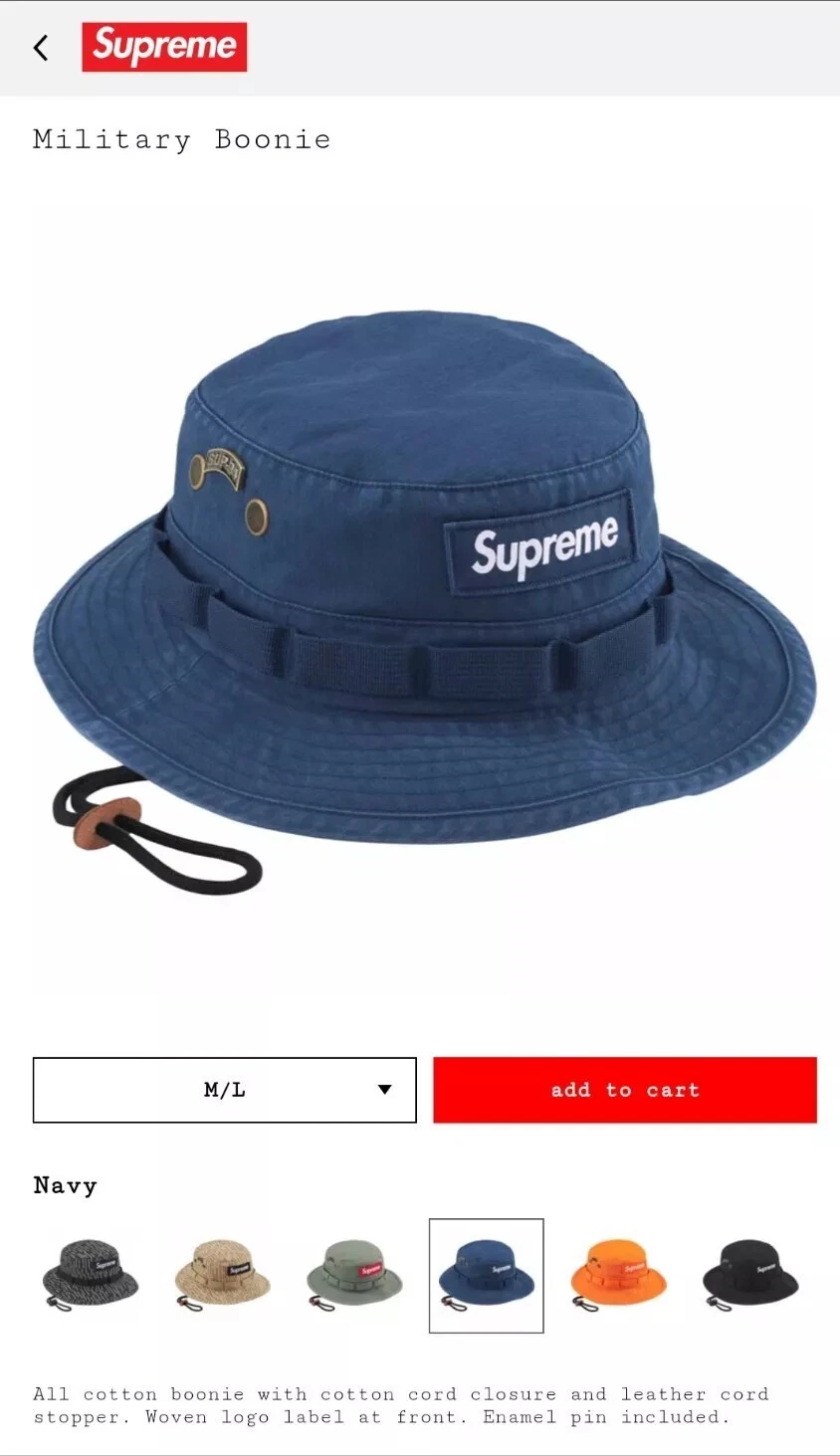 Casquette chapeau seau robuste SUPREME SS24 bleu marine boonie taille M/L