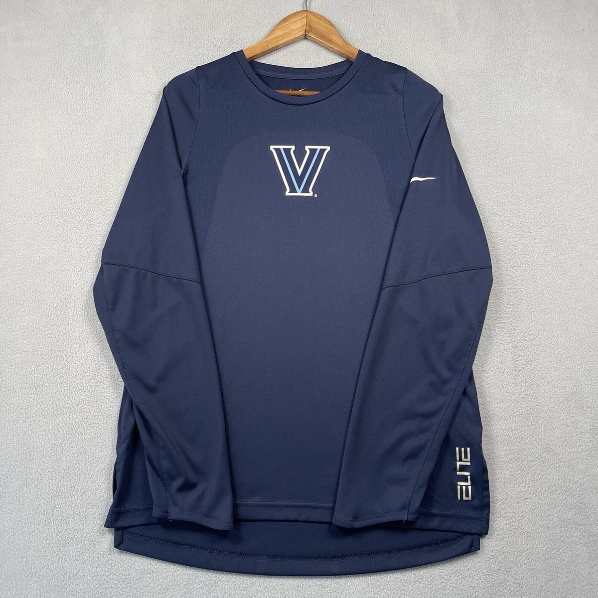 Villanova Wildcats Shirt Men's Large Blue Long Sleeve Nike Dri-Fit