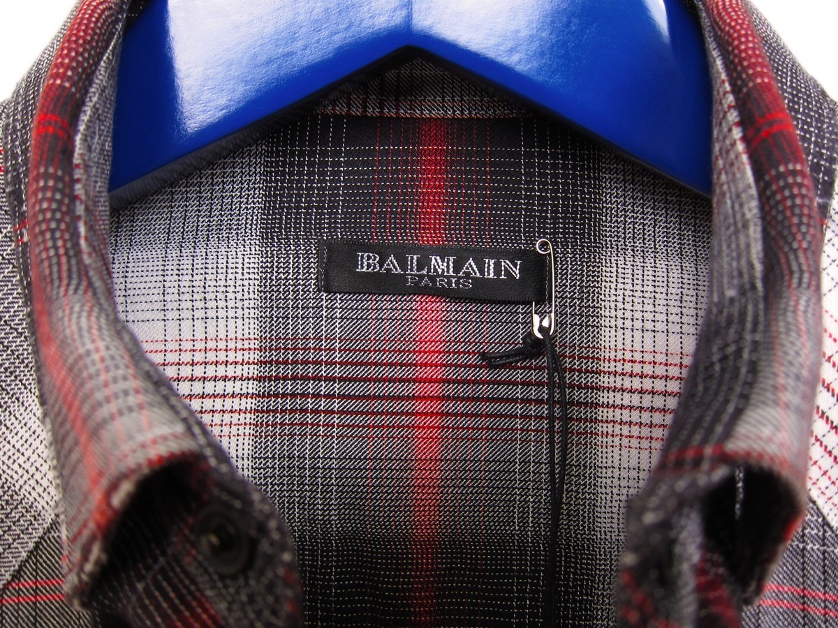 Balmain Red & Black Plaid Western Shirt SS10 sz. 38 Small | eBay