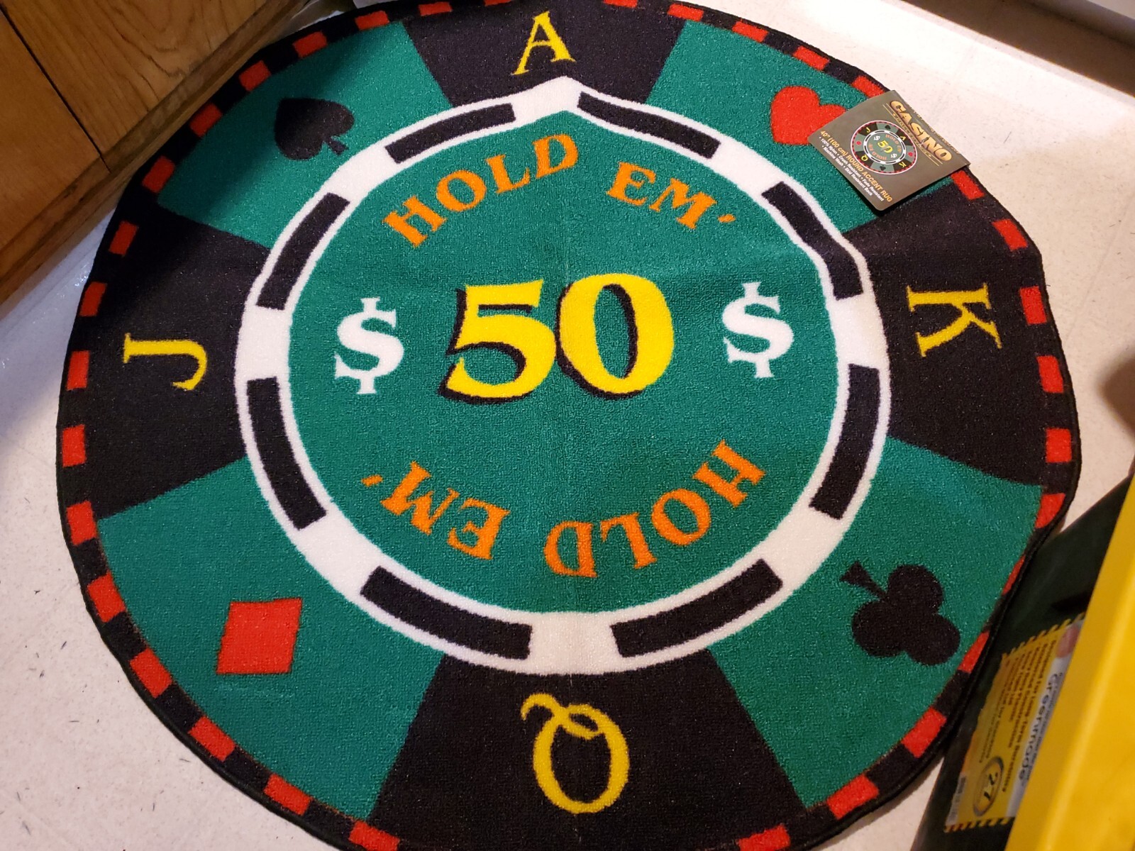 Casino Poker Texas Hold Em Chip Card Game Night Round Area Rug $50 Carpet |  eBay