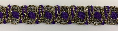 TRIMPLACE 1 inch Circle Gimp Trim Purple/Gold Metallic - 9 YARDS