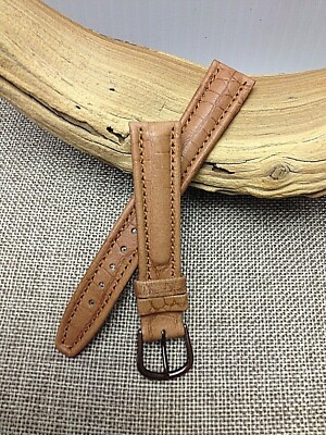 16mm LIGHT BROWN  VINTAGE  GENUINE HIRSCH  BABY CROCOGRAIN  STITCHED  WATCH BAND