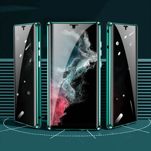 For Samsung S22 Ultra / S22+ PLUS Privacy Magnetic Metal Case Double Sided Glass - Picture 3 of 9
