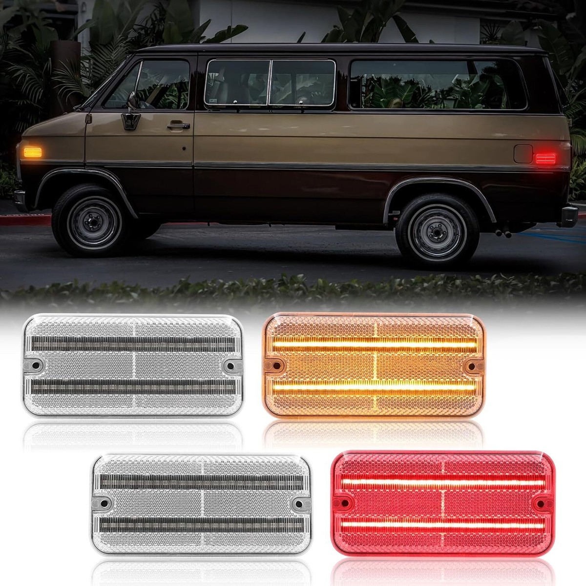 For 1985-1995 Chevy Van 85-96 P30 G10 G20 GMC G1500 G2500 LED Side