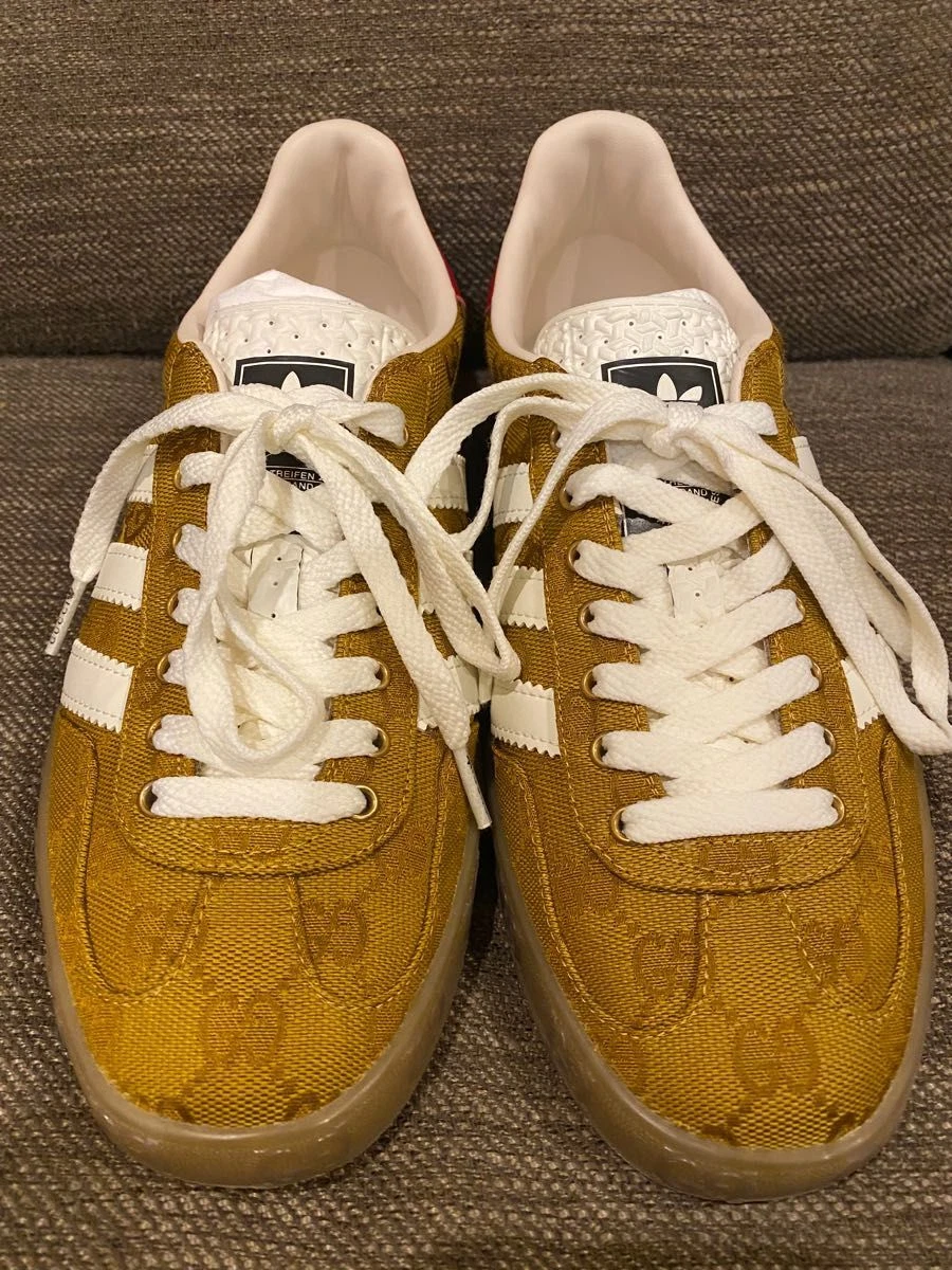 Gucci x Adidas Gazelle Sneakers Women's 24.5cm US7.5 Brown with Accessories