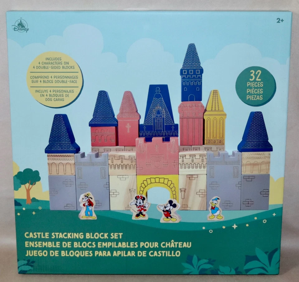 Disney ~ Mickey Mouse, Minnie, Donald & Goofy Castle Wooden Block Set 2023 NEW - Image 2 of 4