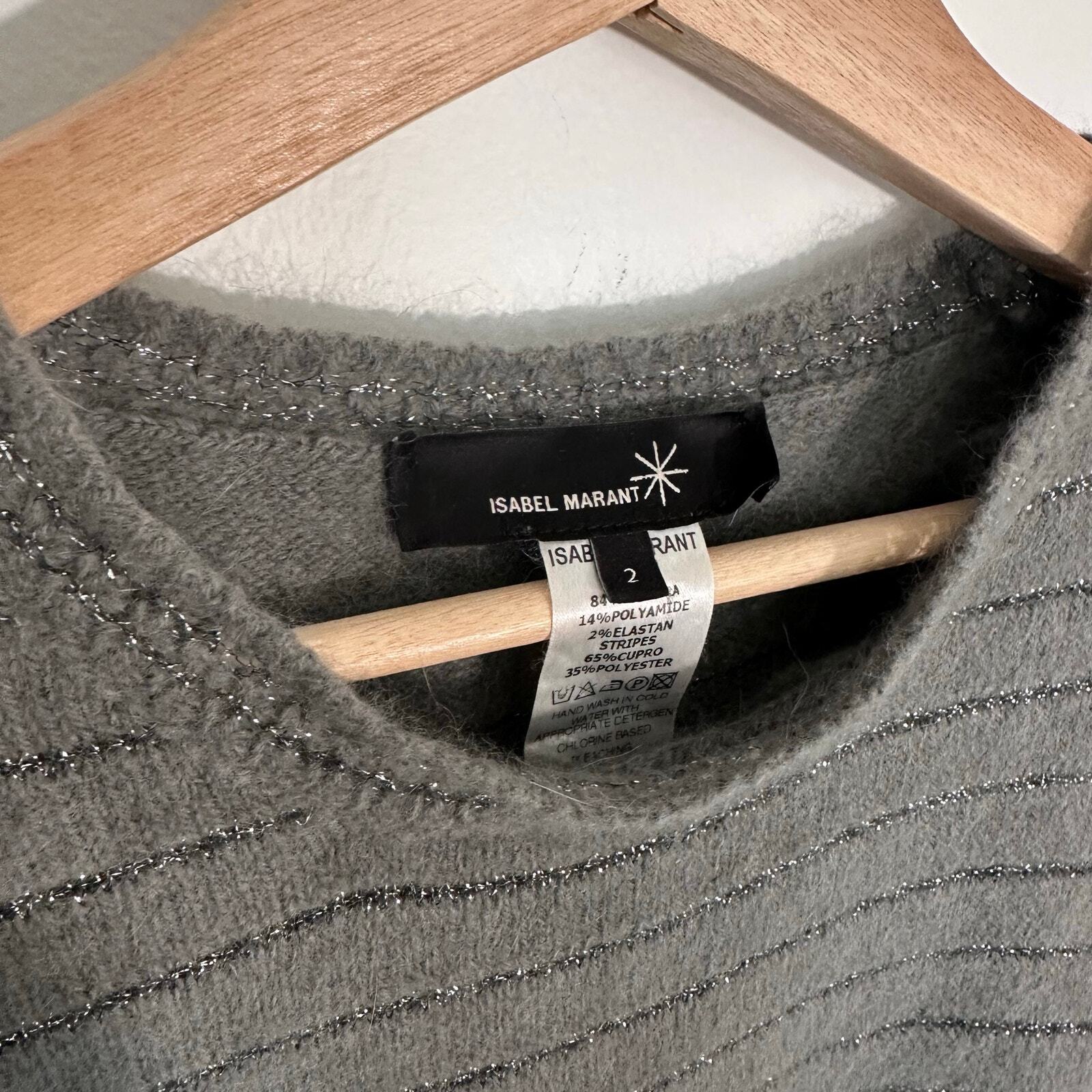 Isabel Marant 1501 Angora Striped Metallic Sweater | Gray | SZ 2 (XS)