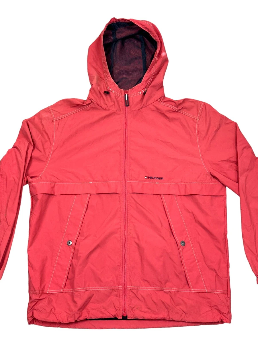Tommy Hilfiger VTG Hooded Windbreaker Light Jacket Men XL Back