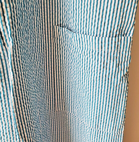 Vermont Country Store Button Front Seersucker Blue & White House Coat Sz L - Bild 4 von 6
