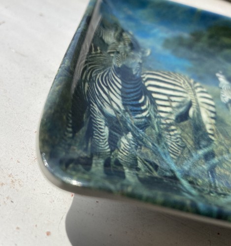 R2S Italian Plastic Small Tray Ashtray Featuring Nyika Plateau Zebra Melamine - Picture 5 of 5