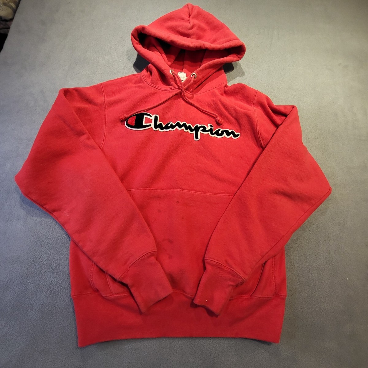 Champion Reverse Weave Mens Small Red Hoodie Sweatshirt Thick
