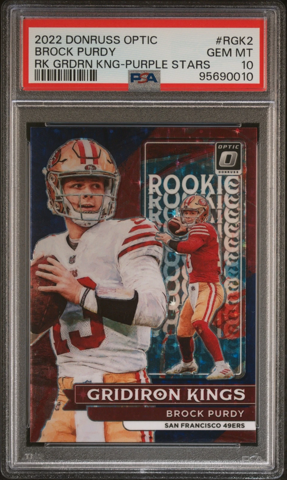 Brock Purdy Panini Donruss Optic Rookie Gridiron Kings #RGK2 Purple Stars