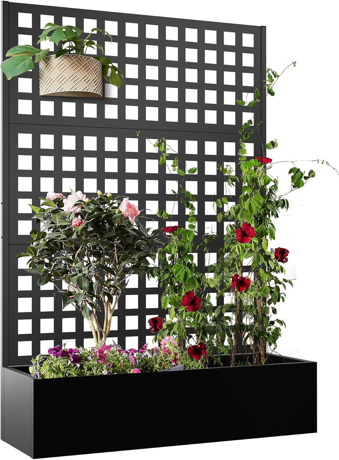 Elevens Metal Planter with Trellis, Trellis with Planter Box & Privacy Screen, O
