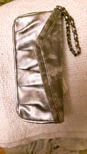 New.CLUTCH-BAG(24cm)METALLIC Leather Look(Silver)STURDY WRIST strap.Avon.BARGAIN