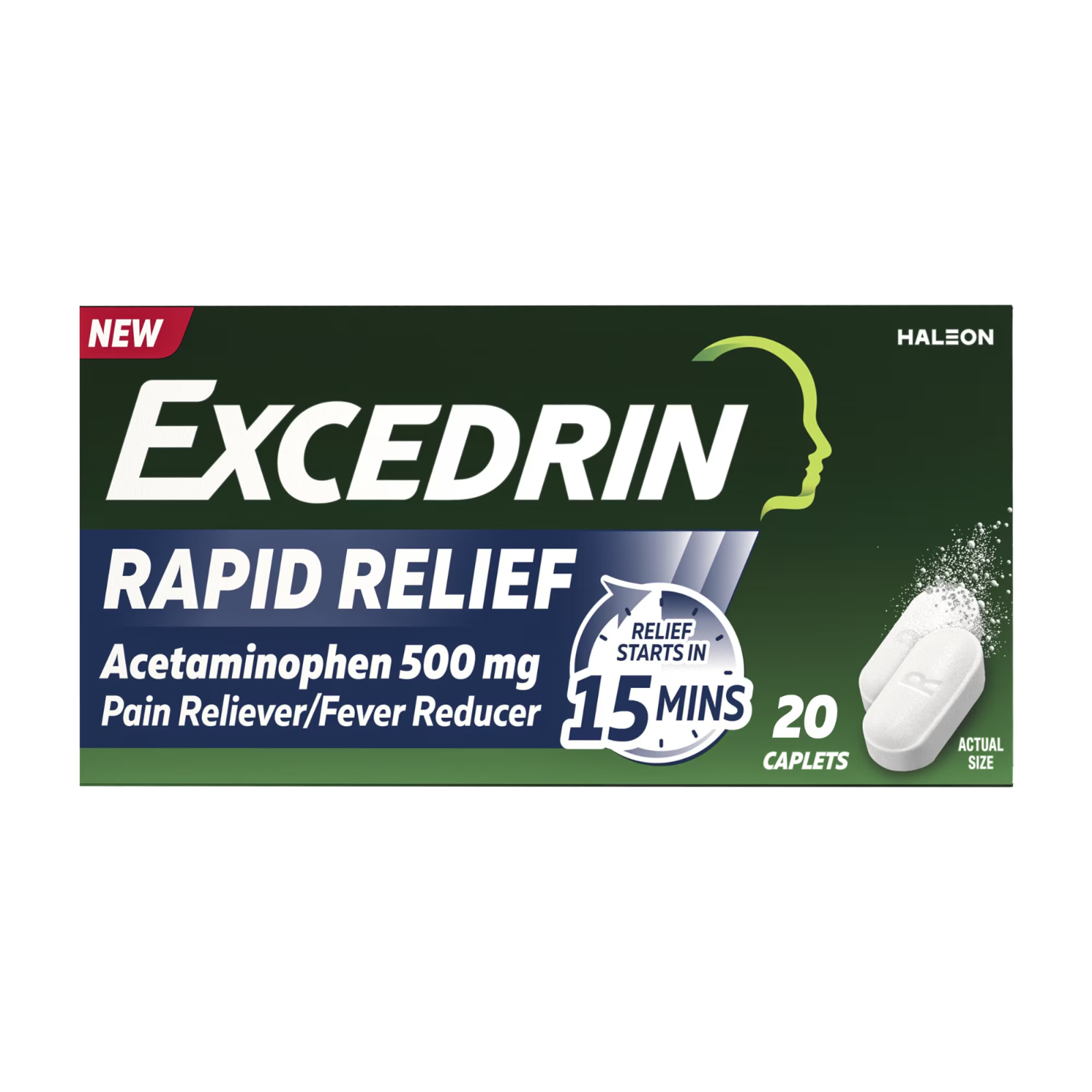 Excedrin Rapid Relief Caplets 500mg Acetaminophen 20 Count | eBay