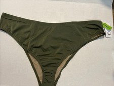 Cacique Swim Olive Green Bikini Bottom Recycled Repreve Size 28 NWT 1124385