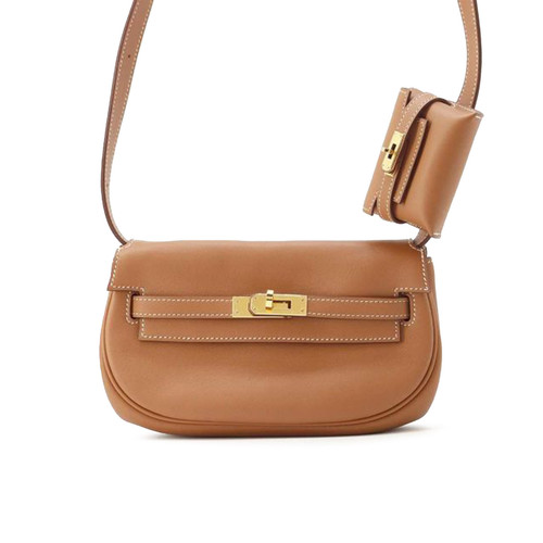 Authenticated Hermès Swift Kelly Moove Brown Calf Leather Crossbody Bag