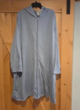 New! Dreams & Co Long Zip-Front Hooded Robe Plus Sz 3X Comfy Core Cozy Pockets