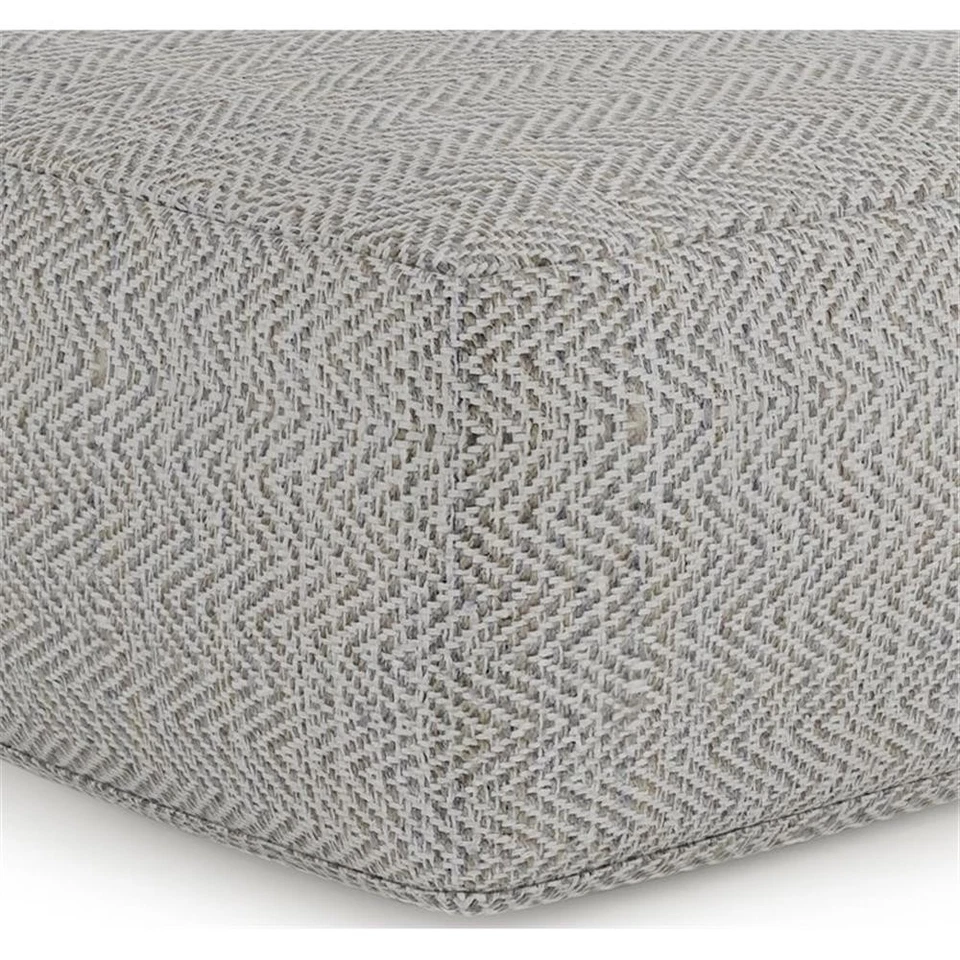 Simpli Home Nate Boho Square Pouf in Patterned Gray Melange Cotton - Image 3 of 4
