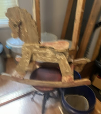 Vintage Wooden Rocking Horse Primitive Painted Toy