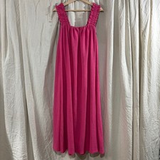 HM Pink Seersucker Open Back Bow Tie Midi Dress Ruffle Strap Womens Medium
