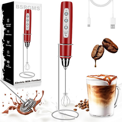 Milk Frother Handheld with Stand, Electric Whisk 3 Speed Adjustable, Drink Mixer