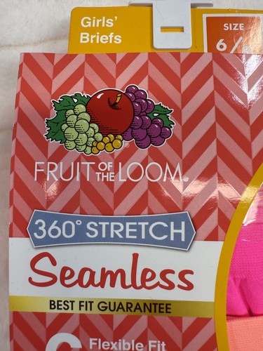 Fruit of the Loom Briefs Girls 6/8 Seamless 360 Stretch Underwear 6 Pack Tag-Fre - Picture 2 of 8
