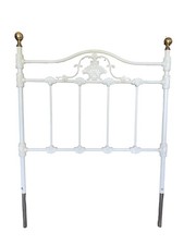 Vintage Twin Size White Enameled Iron & Brass Bed Headboard Only 50 x 40"