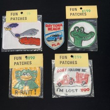 RARE Vintage SET Of 5x Embroidered Fabric Patch Badge LOT - BRAND NEW OLD STOCK