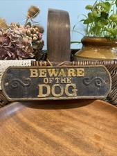 Vintage Cast Iron Beware of The Dog Plaque. Stunning Sh