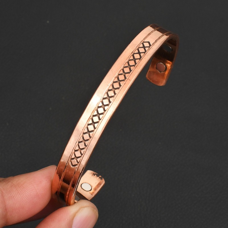 Diamond Design Pure Copper Magnetic Adjustable Handmade Bangle Jewelry CB-12-058