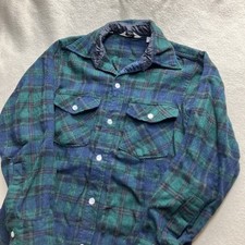 Vintage 70s 80s Woolrich Plaid Flannel Button Shirt M Wool Blend Shacket