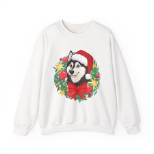 Husky Dog Christmas Crewneck Sweatshirt, Holiday Pets, Dog Lover Gift