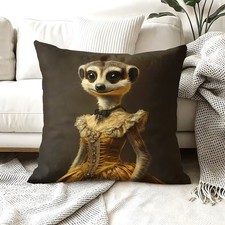 Housse de coussin DAME SURICATE COSTUME ELEGANT 45 cm Suricate humanisé