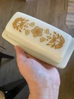 Vtg 1970s Pyrex Butter Dish with Lid Butterfly Gold 72-B made in USA